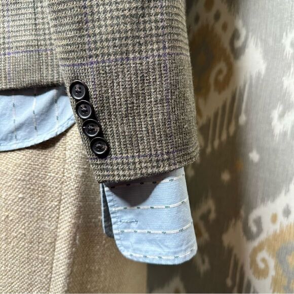 Ralph Lauren * Black Label Olive Glen Plaid Wool Blazer with Shearling Collar - Picture 14 of 16